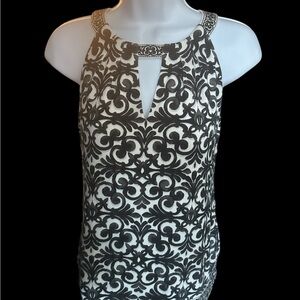 White House Black Market Elegant B/W Sleeveless Blouse Women's